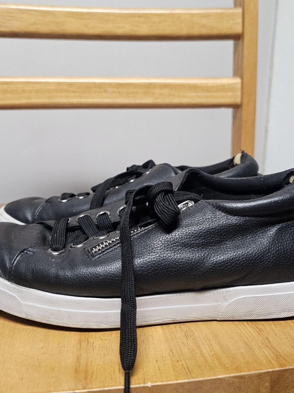 Women's Wide Fit Munro Jamie Zipper Lace-Up Slip On Sneakers Size 6.5WW Black